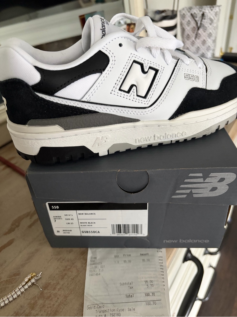 New Balance 550 White and Black Retro Low-Top Sneakers